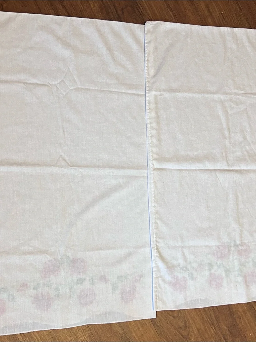 Vintage White Pillowcases with Pink Rose Embroidery